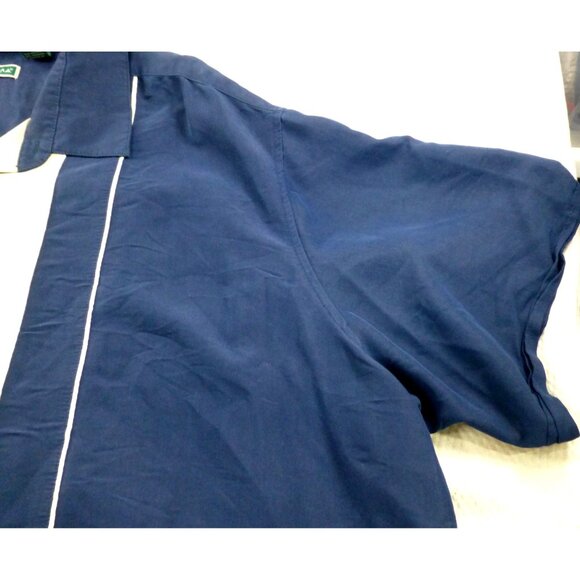 Vintage Cubavera Navy Blue & Cream Retro Bowling Style Button Up Shirt 3X - Picture 7 of 7